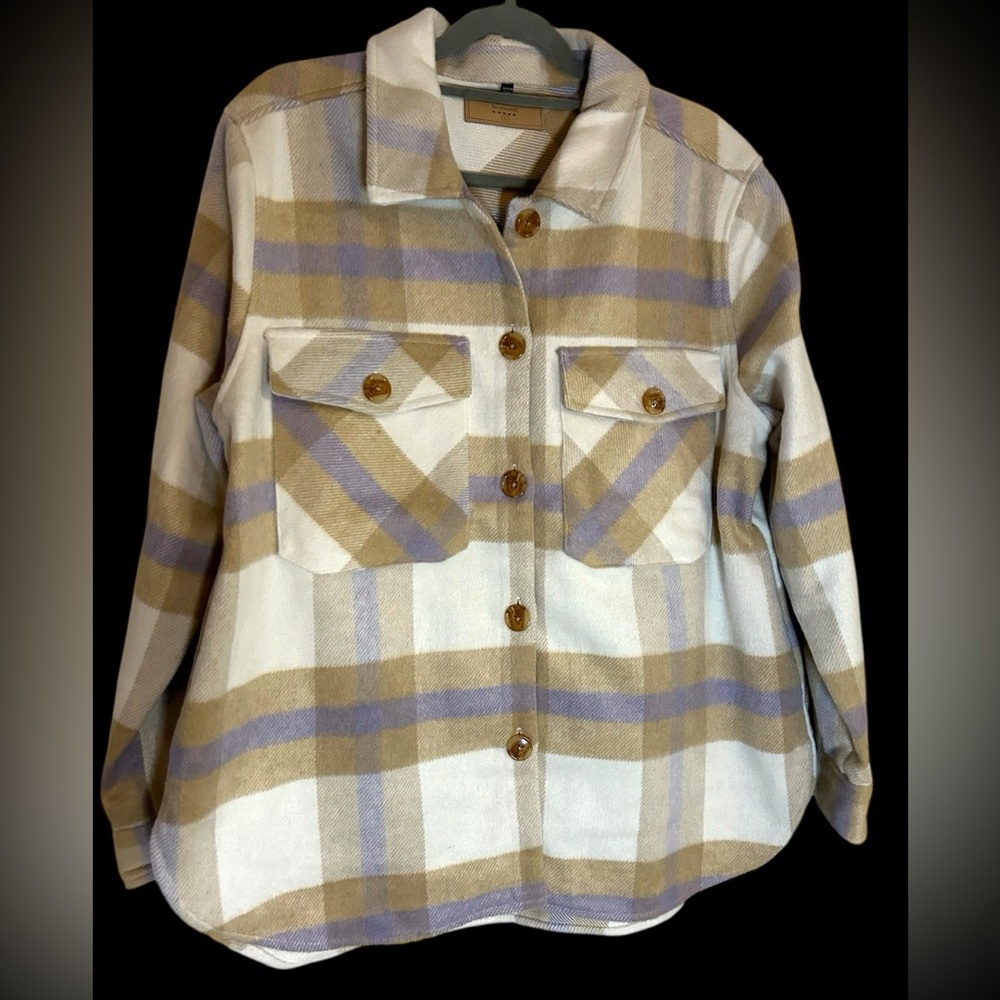 NWT Blank NYC MSRP $98 Keep Rolling Plaid Shacket with Pockets - Size Large - Picture 6 of 11